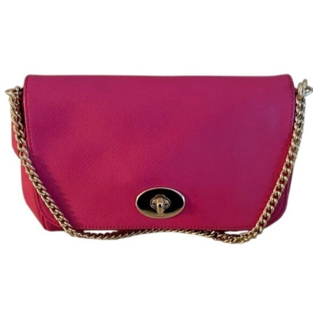 Coach Pink Cross Grain Leather Mini Ruby Turn Lock Crossbody Handbag